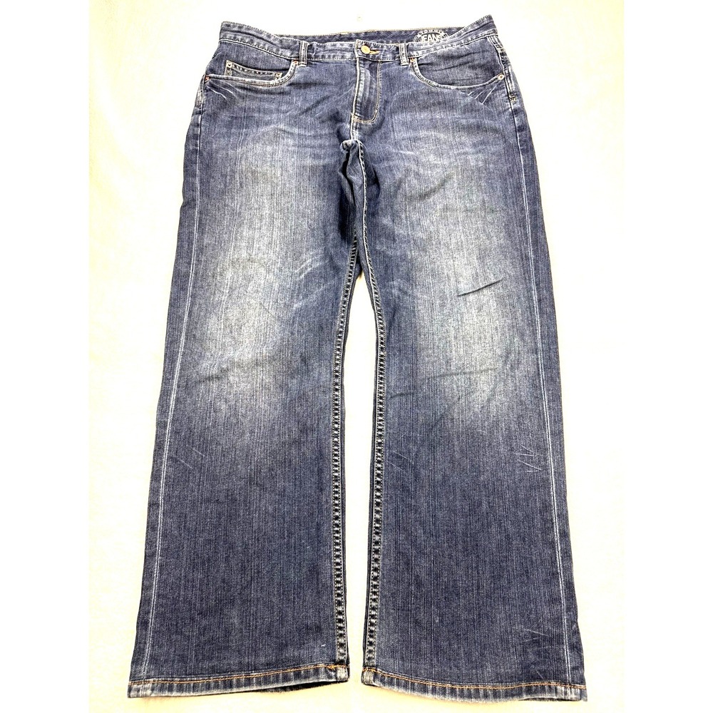 Tommy Bahama Standard Jeans Men 38x30 Blue Denim Straight Whisker Stretch Denim